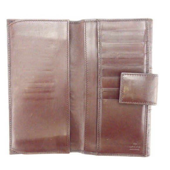 Gucci Wallet Purse Long Wallet Guccissima Brown Gold Woman Authentic Used Y4802 - Picture 3 of 6